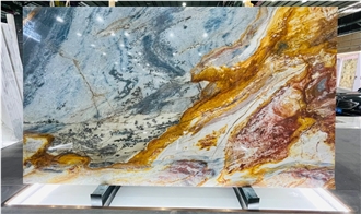 Golden Blue Lousie Quartzite Slabs
