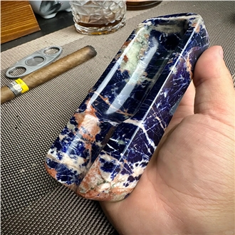 Hrst Blue Sodalite Stone Ashtray
