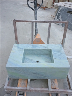 HRST Nature Blue Azul Caribe Marble Stone Sink