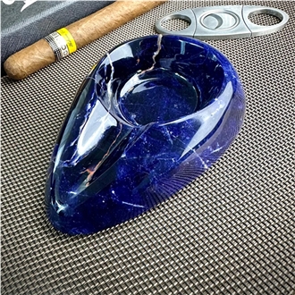 HRST STONE Blue Sodalite Cigar Ashtray
