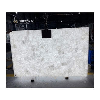 White Crystal Quartz Translucent Semiprecious Stone Slabs