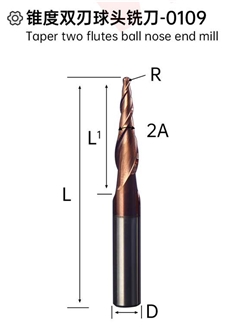 Taper Two Flutes Ball Nose End Mill