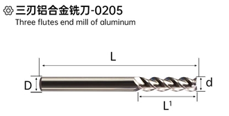 Three Flutes End Mill Of Aluminum