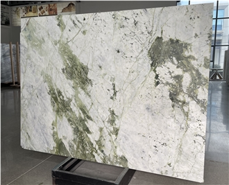 Elegant Landscape White Green Marble Slabs