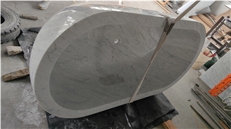 Luxury White Marble Bianco Carrara Bathtubs For Resort SPA