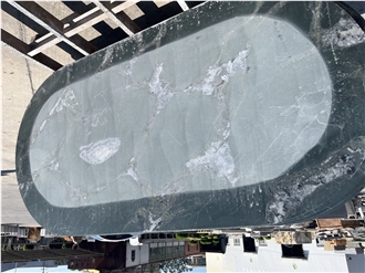 Oval Design Green Granite Atlantis Verde Dining Table Tops