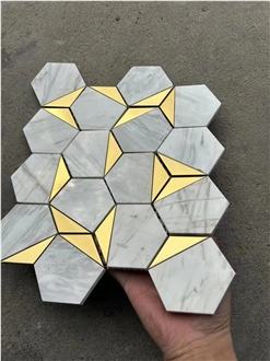 Carrara White Marble Mosaic Tiles Interior Decoration