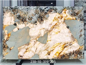 Luxury Brazil Pandora Quartzite Slabs For Bookmatched Decor