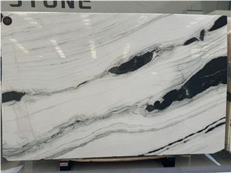 China Panda White Bookmatch Marble With Black Veins Slabs