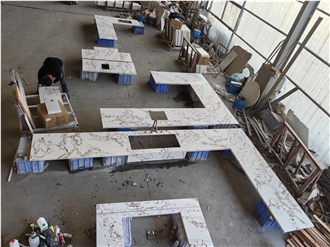 GOLDOTP 5050 Calacatta Borghini Quartz Kitchen Bar Tops