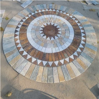 Beautiful Slate Mosaic Medallion Pattern For Garden