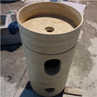 Wholesale Price Beige Travertine Pedestal Sink