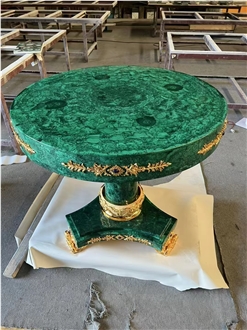 Green Malachite Gemstone Furniture, Stone Table
