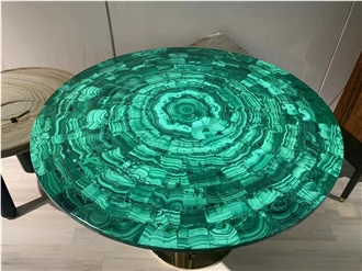 Green Malachite Gemstone Furniture, Stone Table