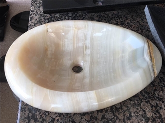 Yellow Onyx Modern Stone Sink