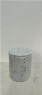 White Marble Round Canister With Lid Home Decor Products