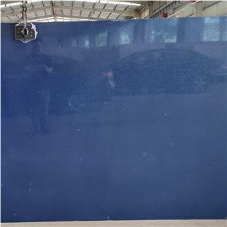 Blue Artificial Quartz Slab Glass Chips