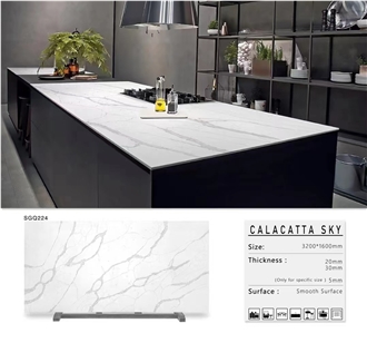 Calacatta White Artificial Quartz Kitchen Countertops