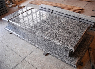 Elegant Solemn White Wave Granite Tombstone