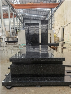 Solemn Respectful Angola Black Granite Tombstone