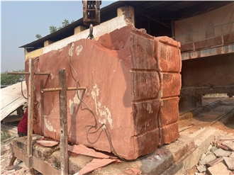Agra Red Sandstone Quarry Blocks
