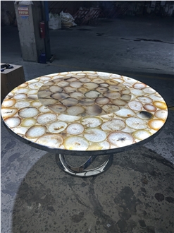 Translucent Backlit Brown Agate Semiprecious Stone Slab