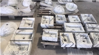YDSTONE Customized Natural Arabescato Marble Wash Basin