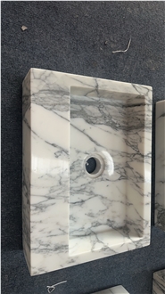 YDSTONE Natural White Arabescato Marble Square Sink