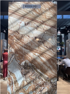 Wooden Grey Marble Slab