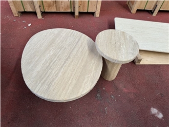 Beige Travertine Set Of Coffee Tables