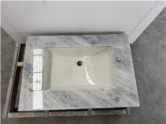 Crystal Blue Marble Bathroom Sink