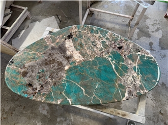 Oval Amazon Green Quartzite Table Top