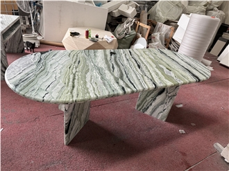 Shangri La Jade Marble Oval Dinging Table