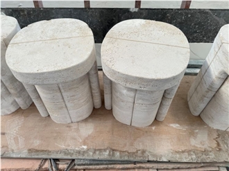 White Travertine Side Table Interior Design