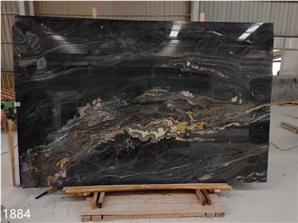 Magma Gold Granite Slabs Black Cosmic Titanium Stone