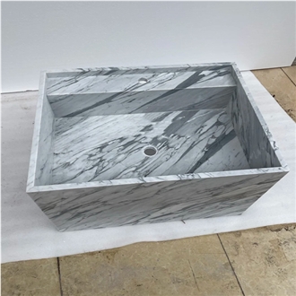 Grey Natural Marble Stone Vessel Sink