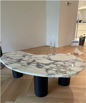 Arabescato Marble Arc Design Commercial Reception Table Tops