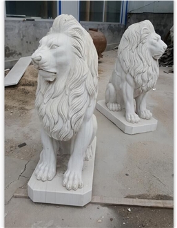 Custom Made Limestone Animal Lions Sculptures For Garden