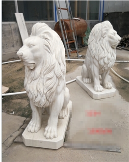 Custom Made Limestone Animal Lions Sculptures For Garden