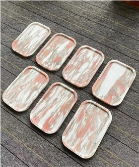 Pink Marble Trays Marble Norwegian Rose Tray For Kitchen