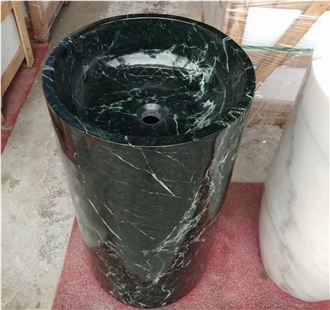 Emerald Green Marble Standing Washbasin Pedestal