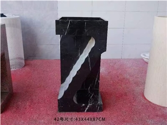 Marble Basin Free Standing Frock Style Square Pedestal