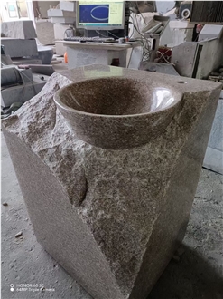 Pink Granite Wash Basin Pedestal  Split Bathroom