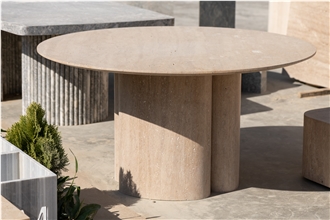 Ivory Travertine Round Table