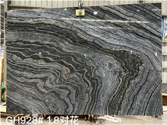 Black Wooden  Marble Slabs