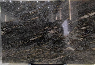 Brazil Black Gold Diamond Platinum Granite Slabs For Floor