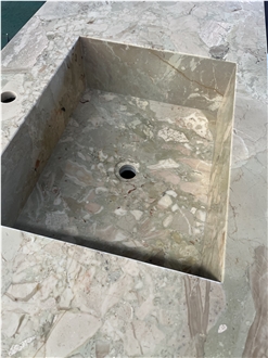 Cream Antique Marble Custom Bathroom Countertop