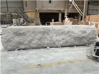 White Wooden Grey Marble Solid Block Reception Table