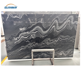 Crystal Black Marble Slab For Flooring Tiles