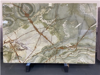 Ancient Green Onyx Slabs For Bathroom Wall And Flooring Tile